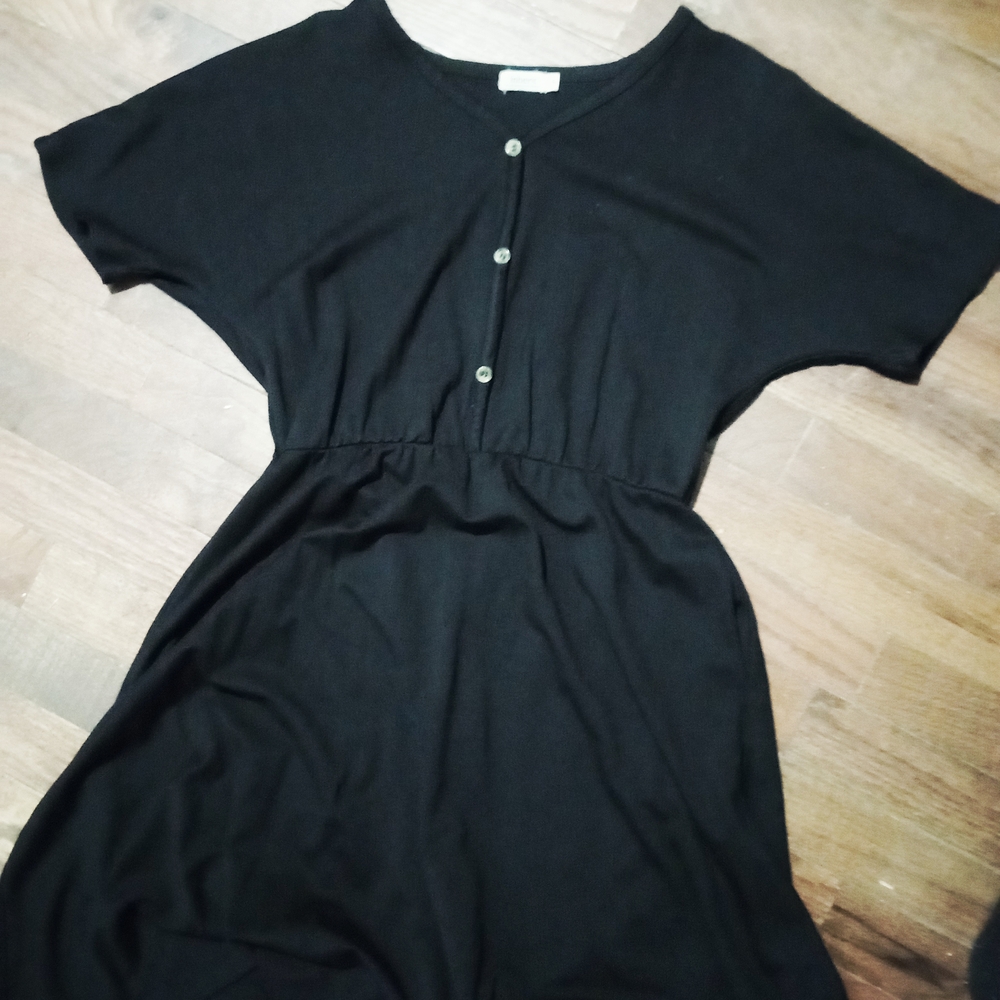 Inherit Clothing Company Black Buttoned Midi Dress